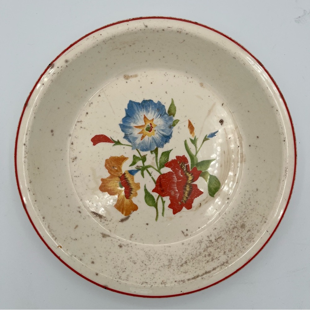 Vintage Universal Pottery Cambridge Pie Plate Well Worn Farmhouse Garden Glory
